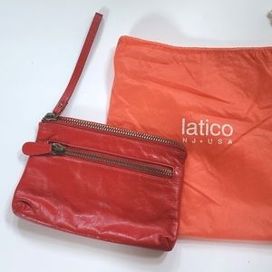 Latico red leather wristlet clutch
